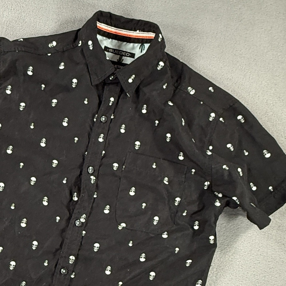 Sueded Geometrix Drill Clothing Skulls Black Medium Men's Casual Short Sleeve